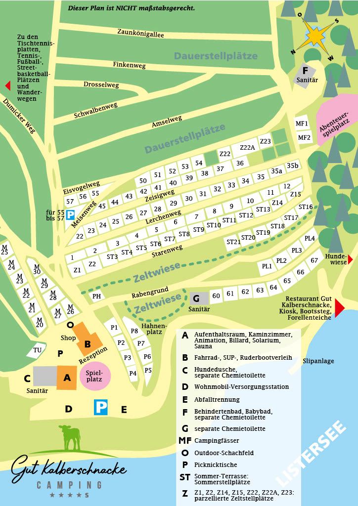 Lageplan des Touristikgebiets des Camping Gut Kalberschnacke